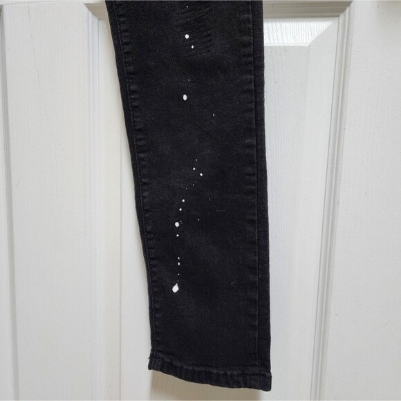 Waimea Jeans Womens 32 Black Stretch Denim Distressed Paint Splatter Skinny Fit - Picture 14 of 14